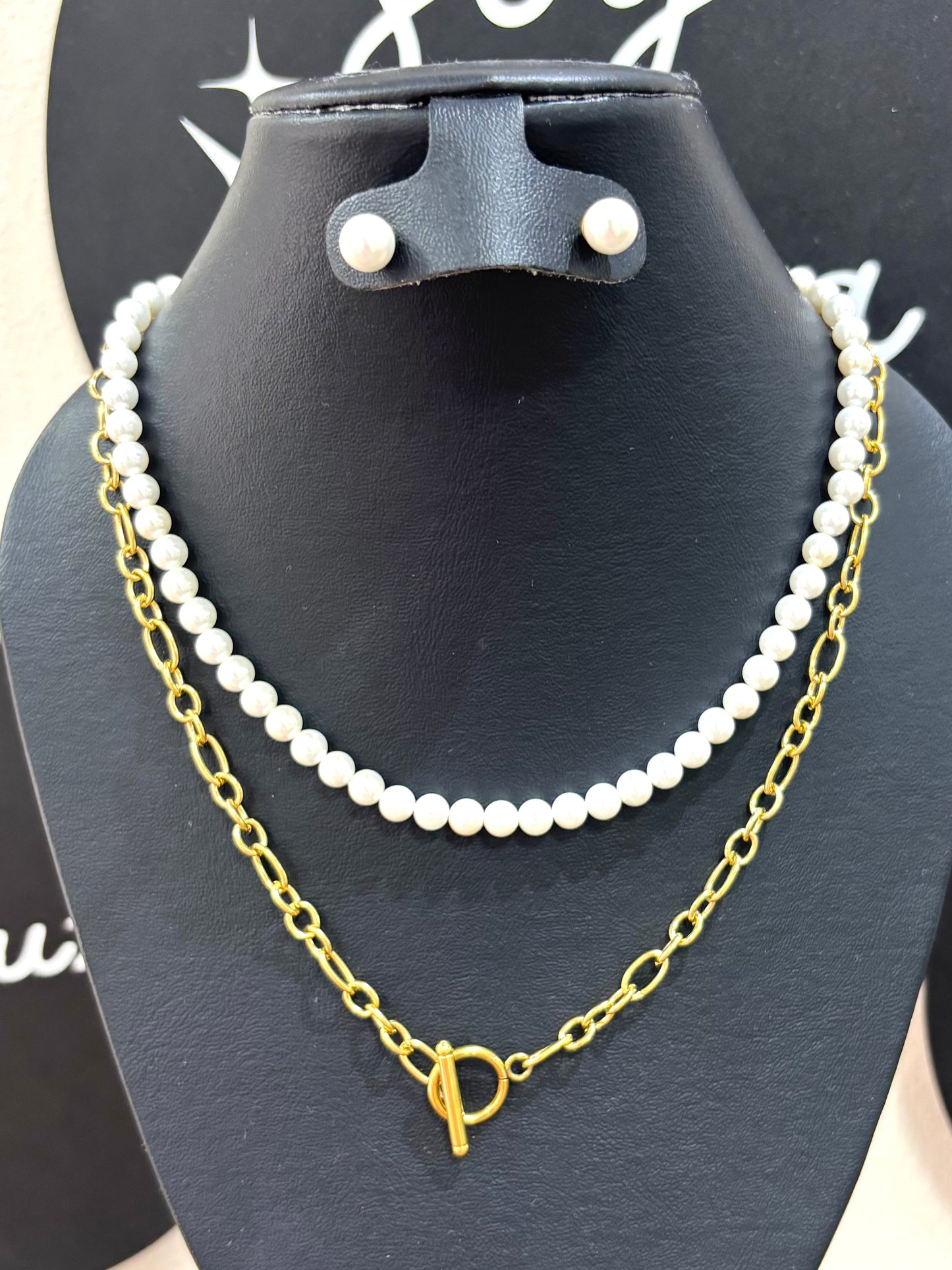 Collar doble perla