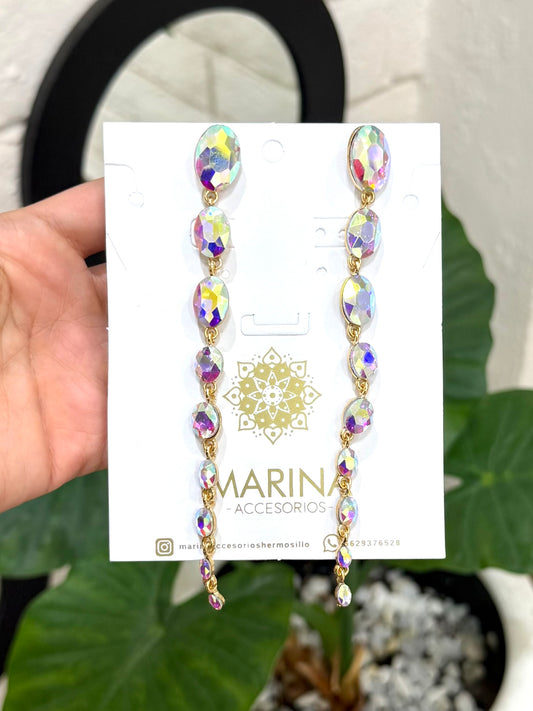 Aretes de pedrería tornasol
