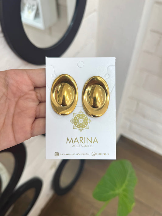 Arete casual ovalo dorado