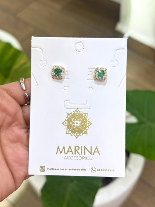 Aretes de pedrería verdes