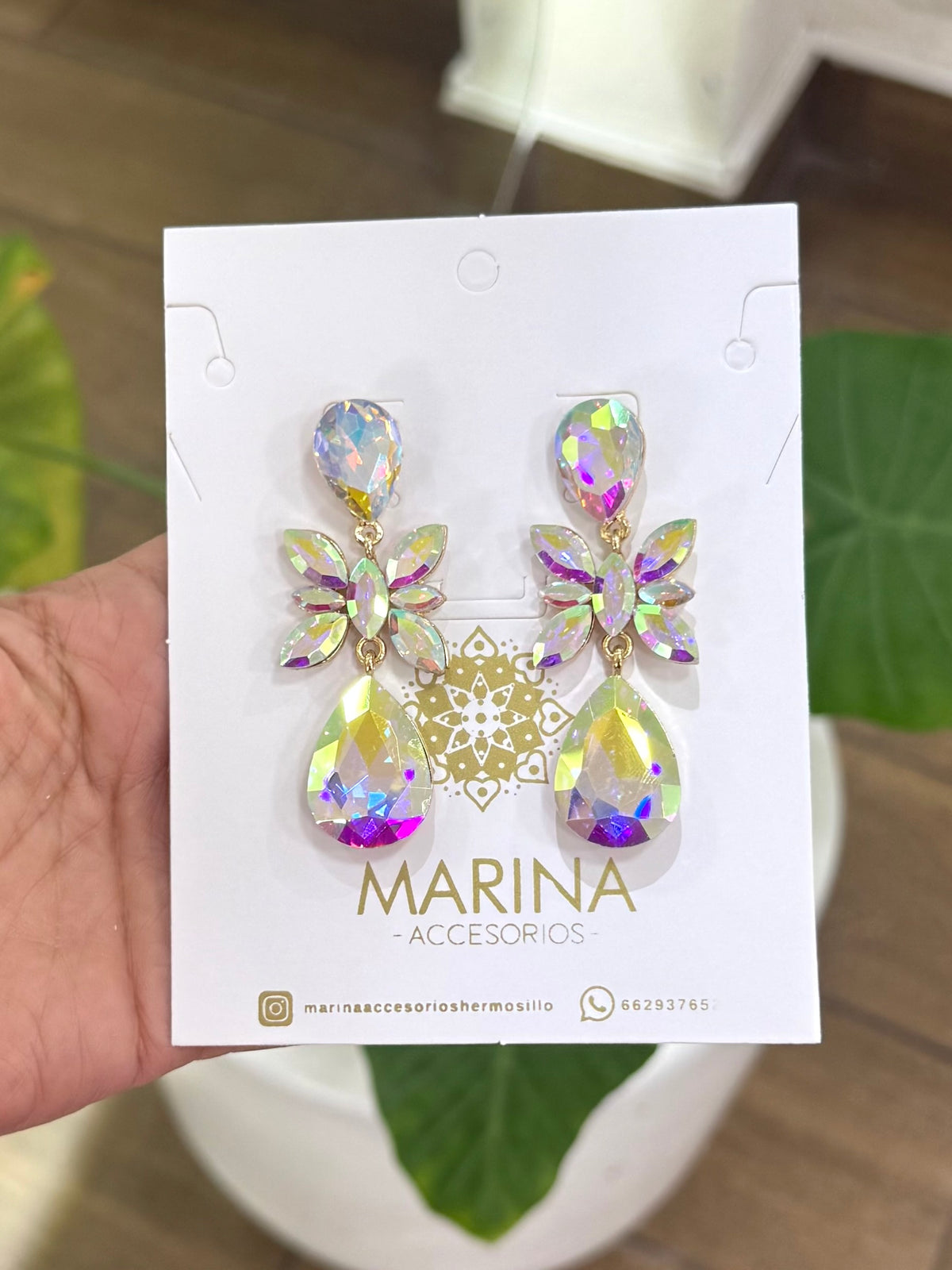 Aretes de pedrería tornasol