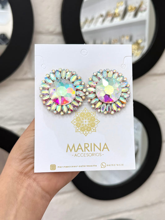 Aretes de pedrería tornasol