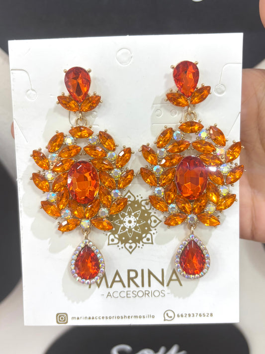 Aretes de pedrería multicolot