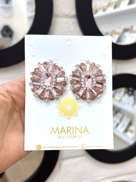 Arete de pedrería rosa