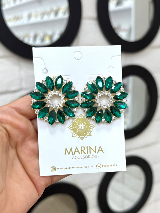 Aretes de pedrería verdes