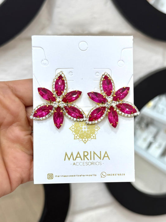 Arete de pedrería rosa