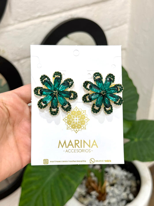 Aretes de pedrería verdes