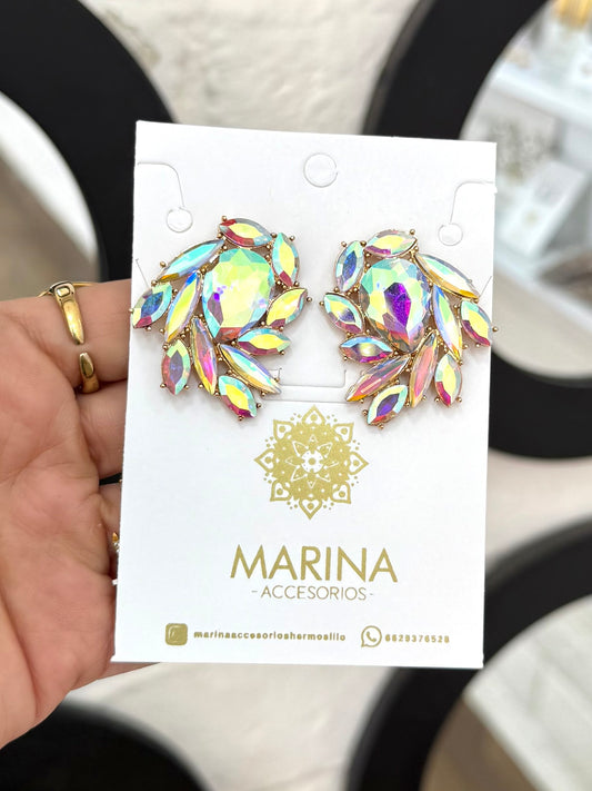 Aretes de pedrería tornasol