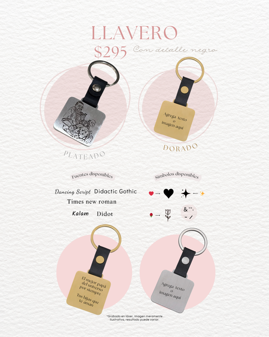 Llavero vinipiel con placa personalizado