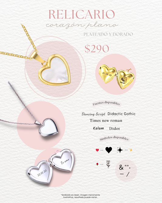 Relicario corazón personalizado perla blanca