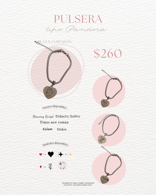 Pulsera plata personalizado tipo p.