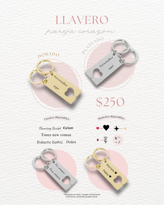 Llavero pareja corazón personalizado
