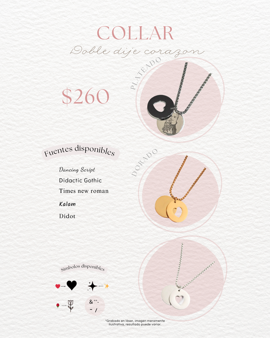 Cadena dije doble con corazón personalizado