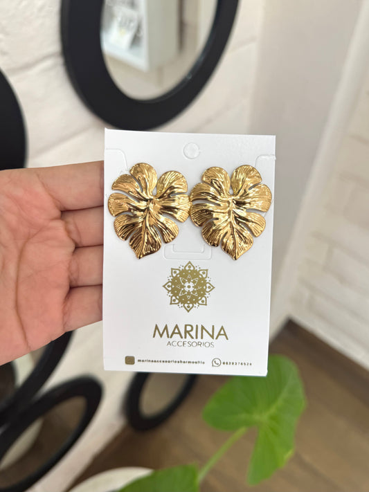 Arete casual hoja dorada