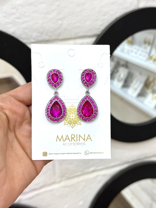 Arete de pedrería rosa