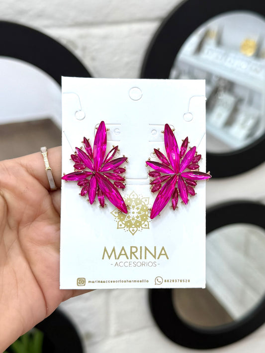 Arete de pedrería rosa
