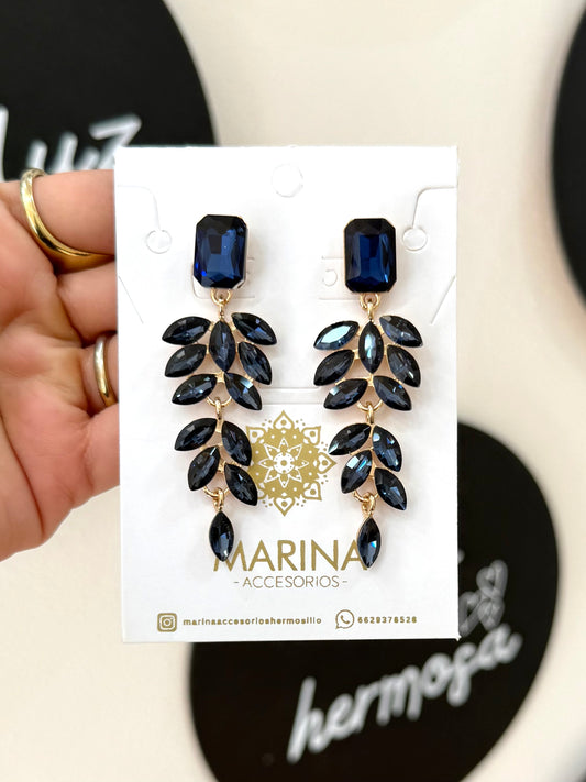 Aretes de pedrería azul