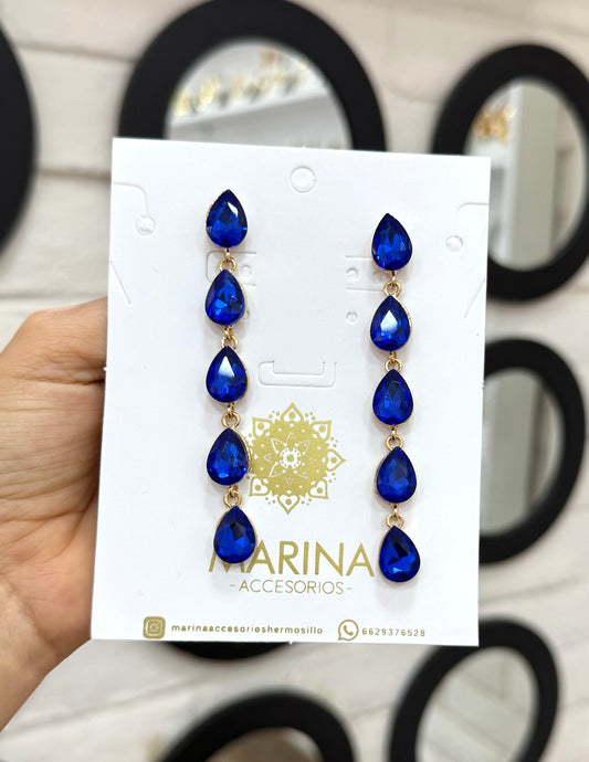 Arete de pedrería azul