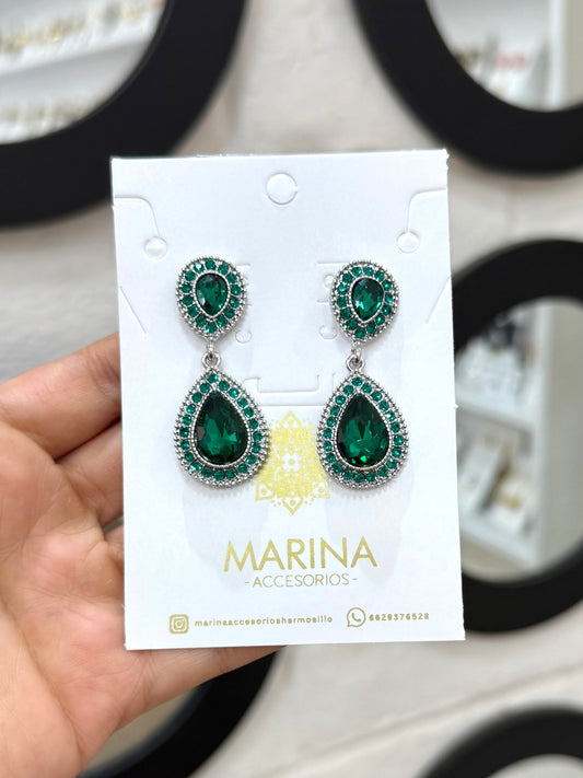 Aretes de pedrería verdes