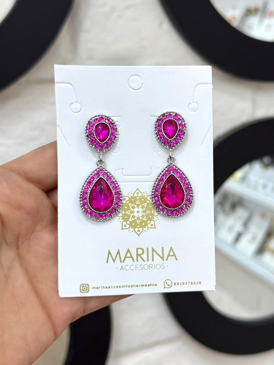 Arete de pedrería rosa