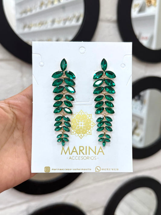 Aretes de pedrería verdes