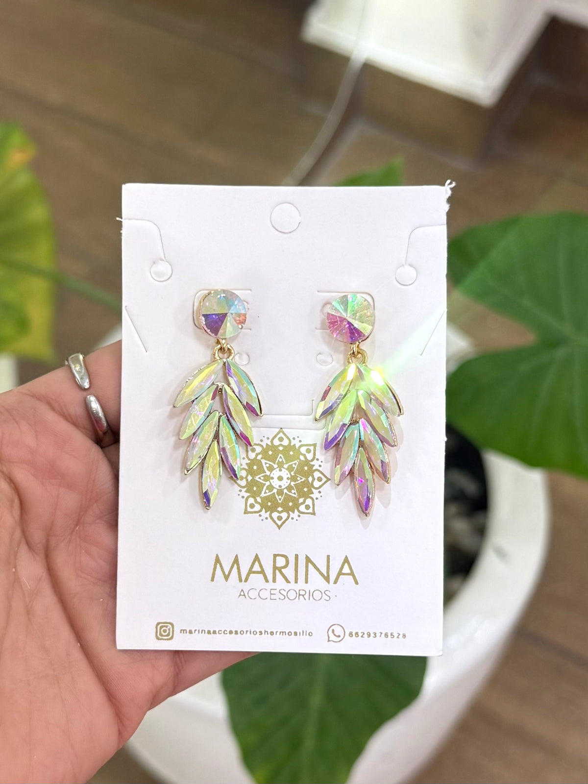 Aretes de pedrería tornasol