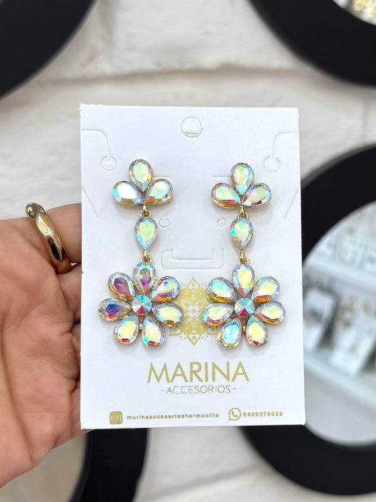 Aretes de pedrería tornasol