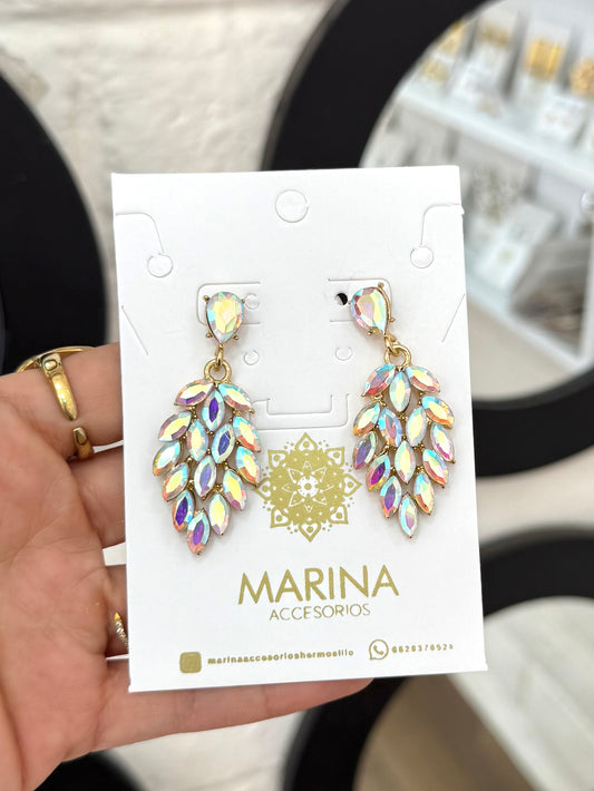 Aretes de pedrería tornasol