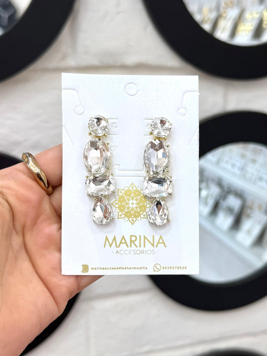 Aretes de pedrería platas