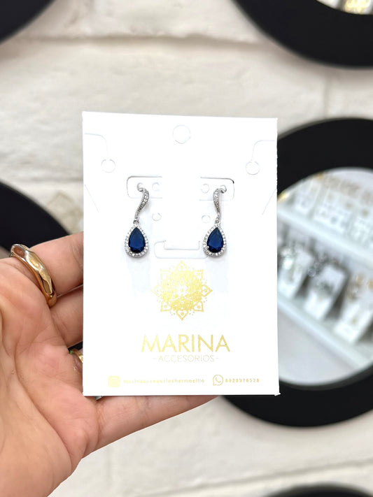 Arete de pedrería azul