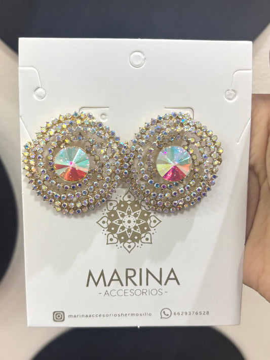 Aretes de pedrería tornasol