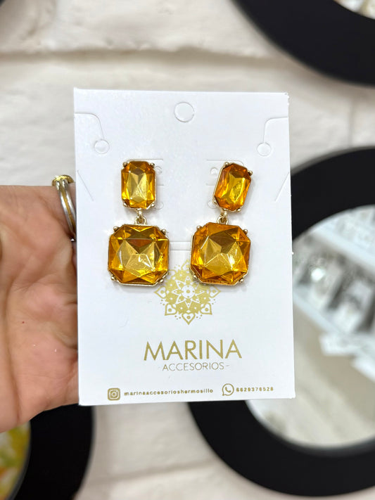 Aretes de pedrería amarillos