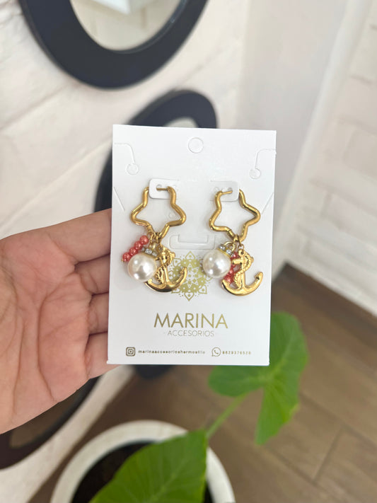 Arracada estrella dijes