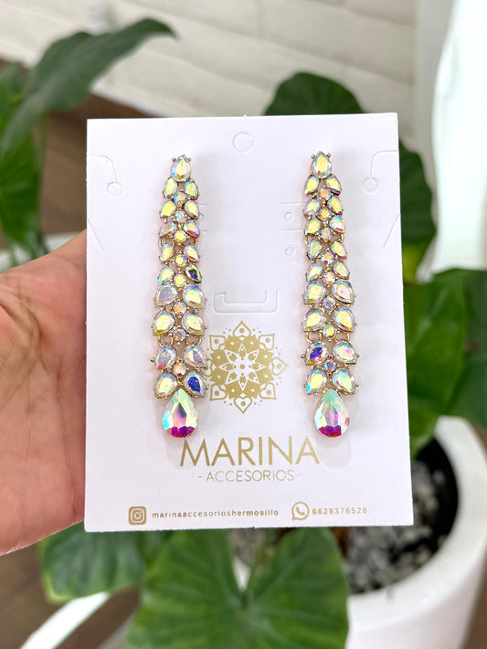 Aretes de pedrería tornasol