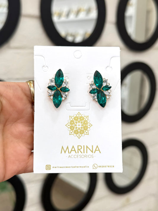 Aretes de pedrería verdes