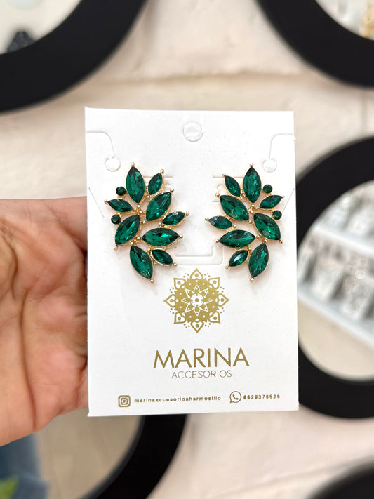 Aretes de pedrería verdes