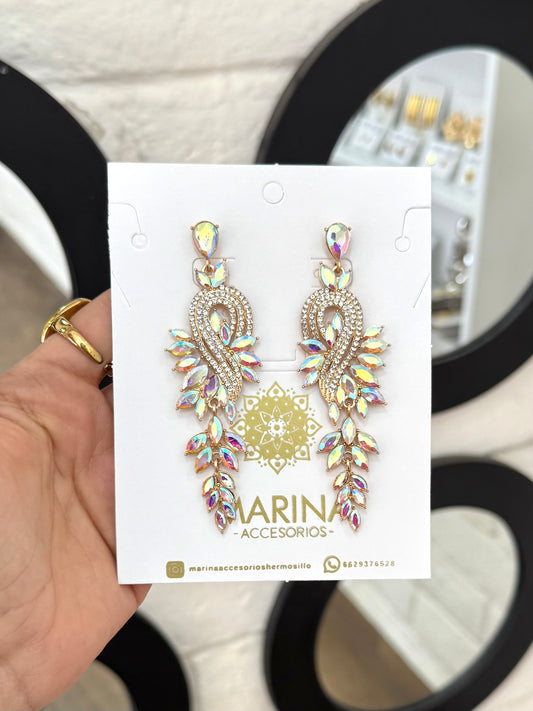 Aretes de pedrería tornasol