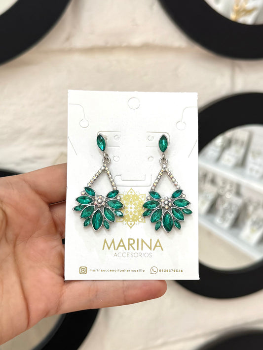 Aretes de pedrería verdes