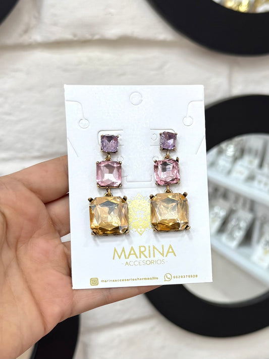 Arete de pedrería rosa