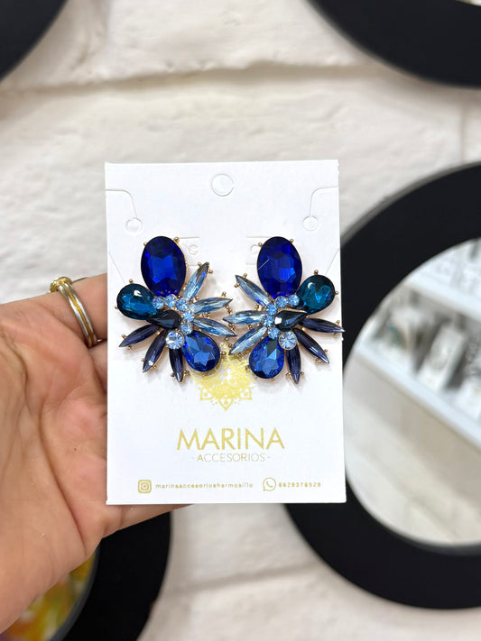 Arete de pedrería azul