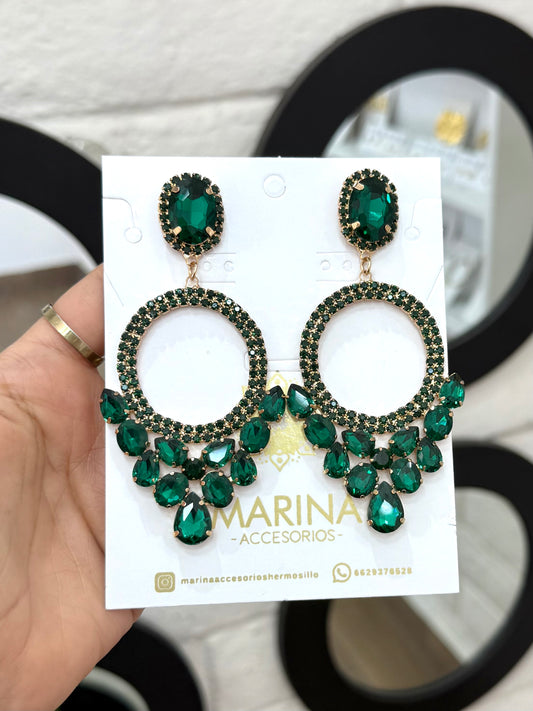 Aretes de pedrería verdes