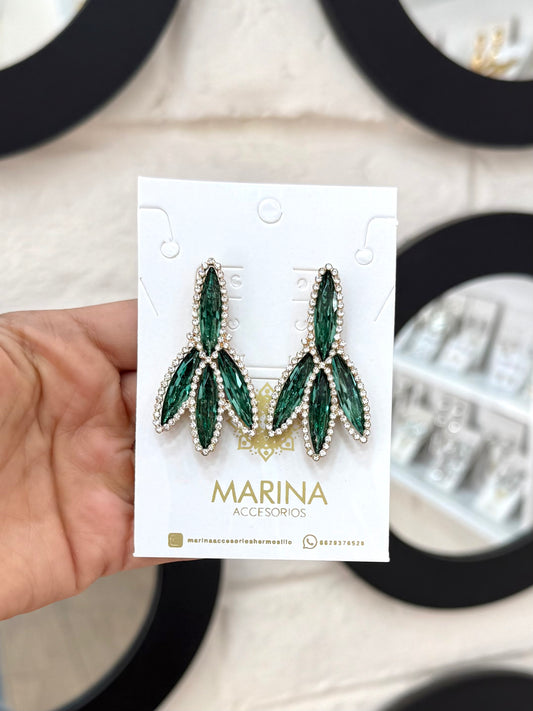 Aretes de pedrería verdes