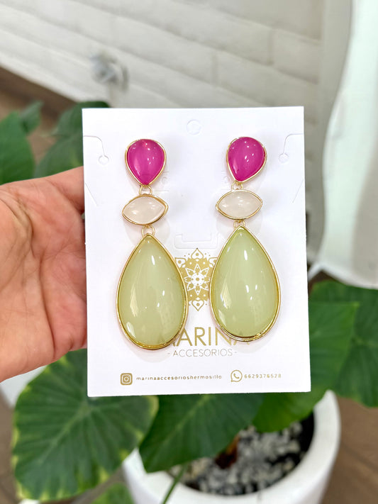 Aretes de pedrería multicolor