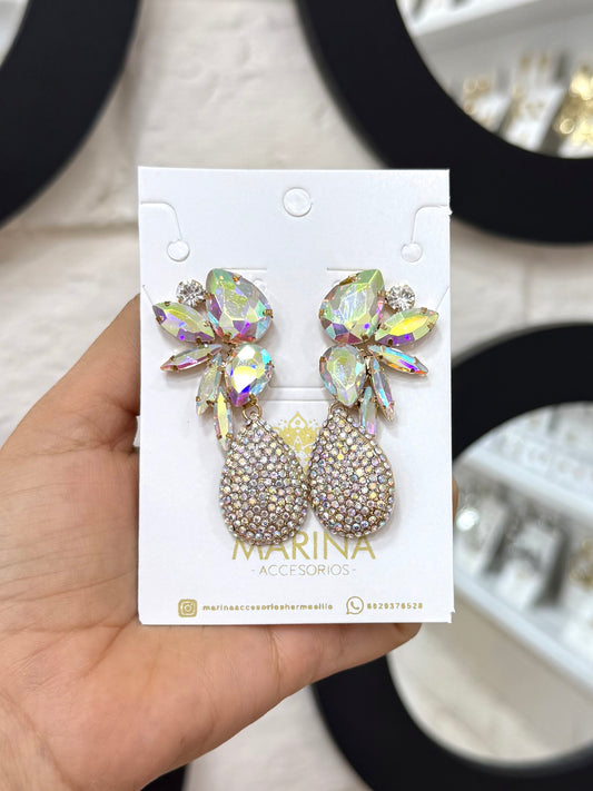 Aretes de pedrería tornasol