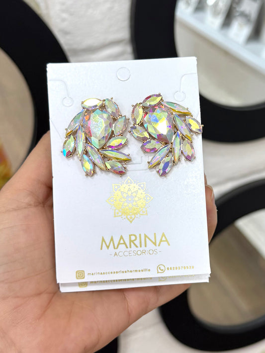 Aretes de pedrería tornasol
